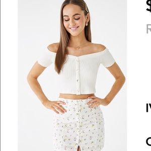 TWO Ribbed off shoulder crop tops NWT!